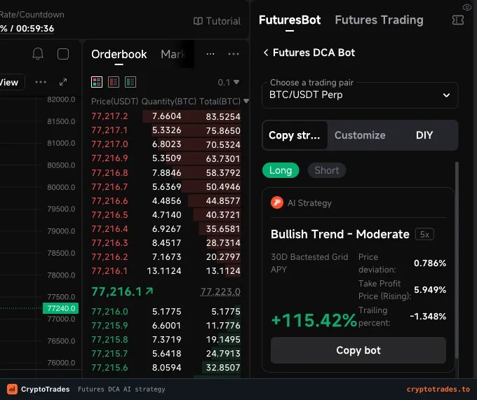 Pionex Futures DCA builder with long and short leveraged AI strategy